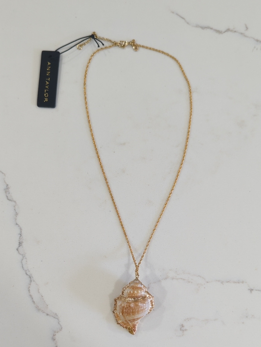 Ann Taylor Conch Shell Pendant Necklace On Delicate Gold Chain